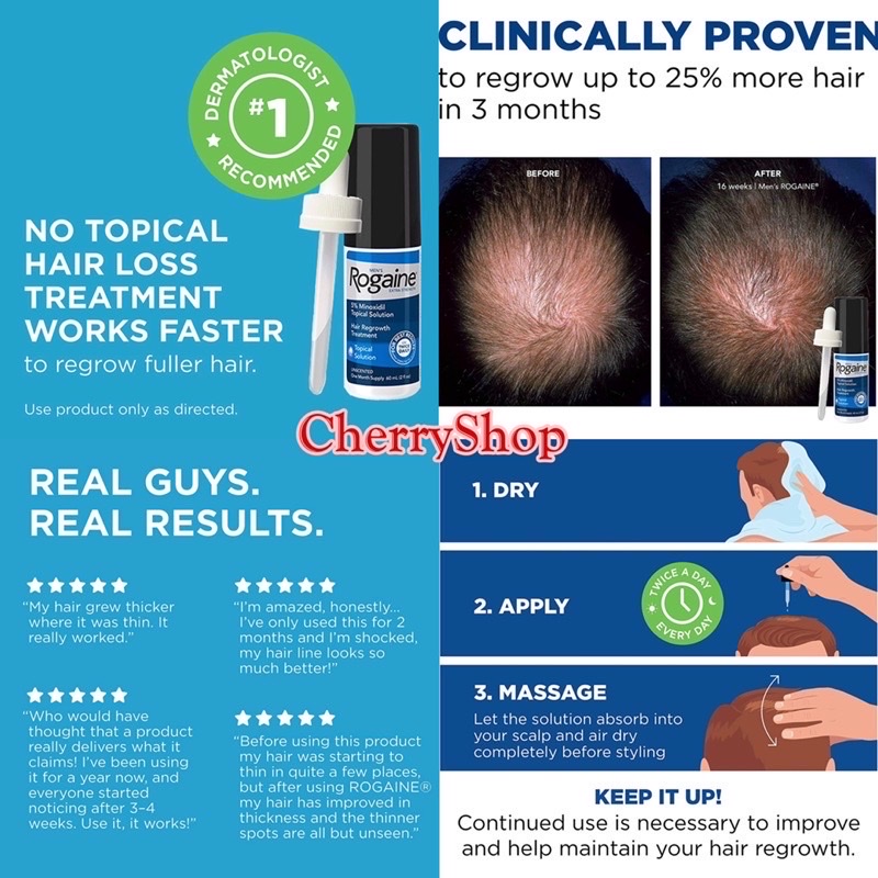 [HCM]Tinh chất mọc tóc cho nam Men's Rogaine 5% Minoxidil Solution 3x60ml (dạng dung dịch)