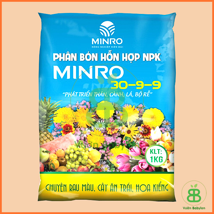 Phân Bón NPK MINRO 30-9-9 1kg (Phát Triển Thân Lá Cành)