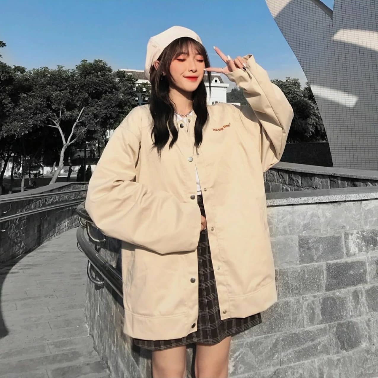 [HCM]Áo Khoác Kaki WIN BIG TIME Jacket (Đen Be)