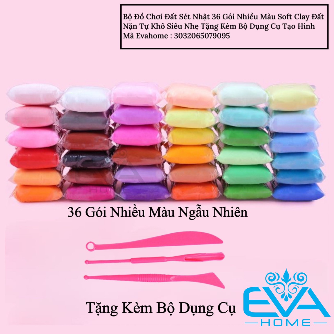 Bộ Đồ Chơi Đất Nặn Soft Clay Đất Sét Nhật Tự Khô 24 Màu Siêu Nhẹ Tặng Kèm Bộ Dụng Cụ Tạo Hình