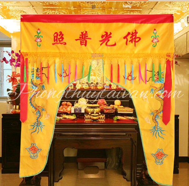 Rèm treo Phật giáo trang trí hai tà (dài 1m2, 1m5) - thờ cúng (2 kích thước)