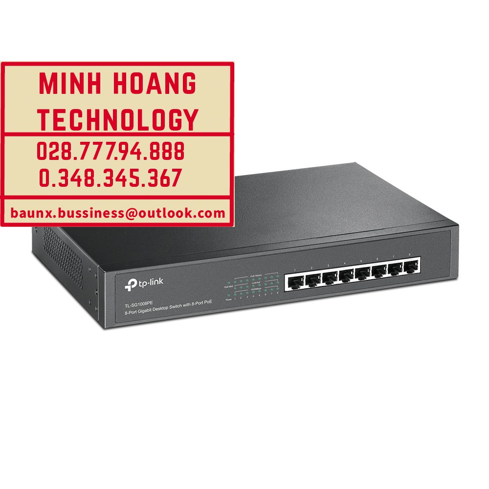[HCM]Switch Desktop/Rackmount 8 cổng Gigabit với 8 cổng PoE+ TL-SG1008PE