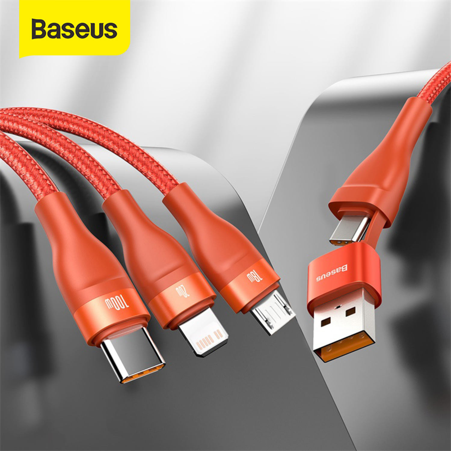 Cáp usb c sạc nhanh baseus 3 trong 1 cáp sạc cho iphone 11 xr 8 pd 100w type-c cáp usb micro type c cho xiaomi 5a dây sạc nhanh