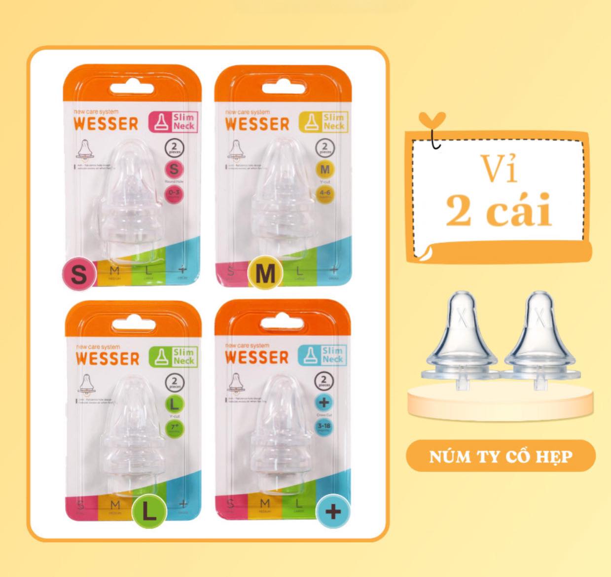 Núm ti Wesser cổ hẹp siêu mềm size S/M/L/+ [Hàng chính hãng]