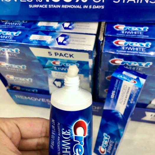 Kem đánh răng trắng răng Crest 3D White Advanced của P&G Mỹ mỗi tupe 148gr (kem trắng)