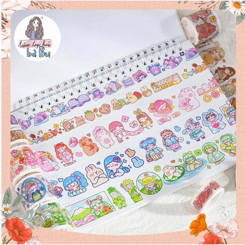 [COLORFUL GIRL] Hộp 100 cuộn washi tape dễ thương (có tách lẻ 20 cuộn)