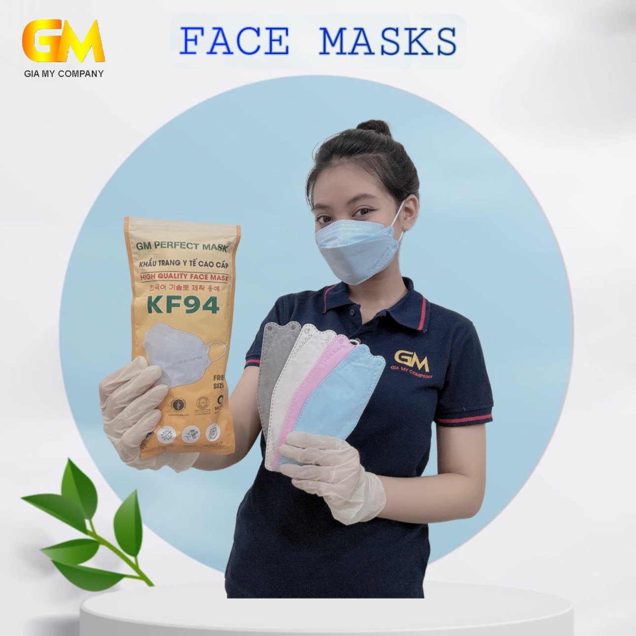 10 chiếc Khẩu trang 4D KF94 Gia Mỹ ôm gọn mặt, vải mềm mịn, êm tai