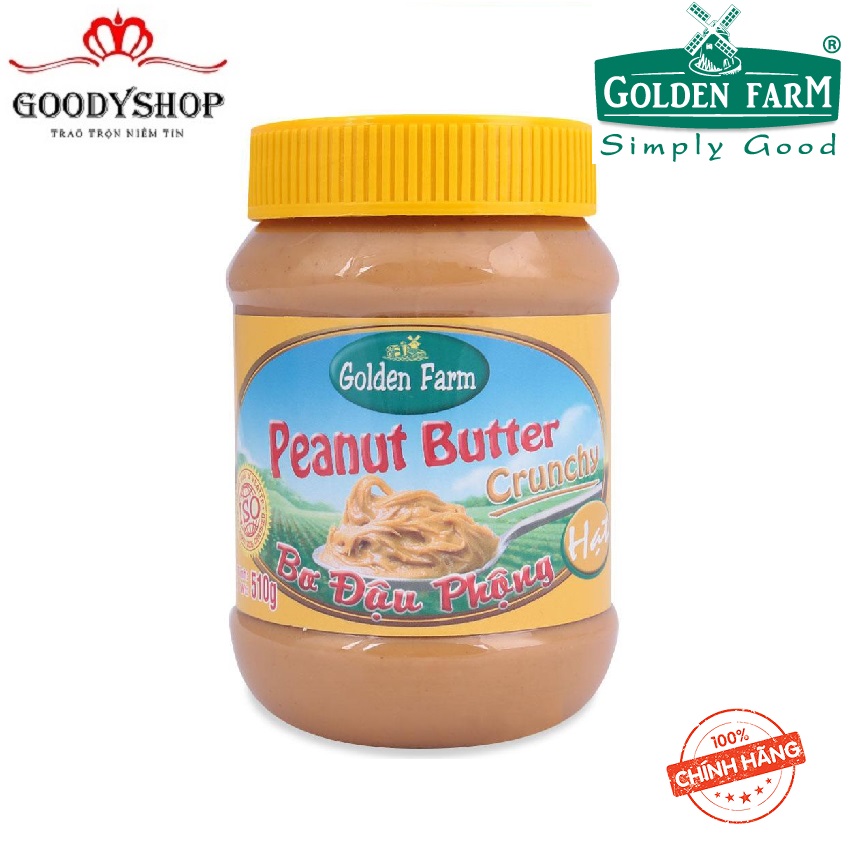 Bơ đậu phộng mịn & hạt golden farm 510g goodyshop
