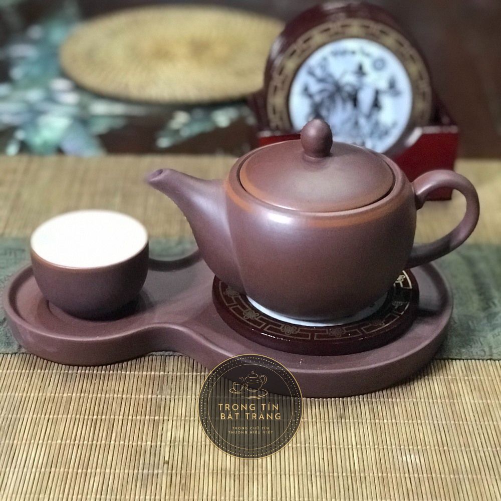 Bộ Ấm Chén Trà Đạo Tử Sa Bát Tràng Độc Ẩm Dáng Thủy Bình Trơn Dung Tích 220ml ABTTH 15