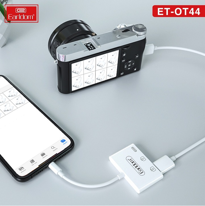 Cáp OTG Lightning sang 2 cổng USB và 1 cổng Lightning cho iPhone, iPad Earldom OT-44