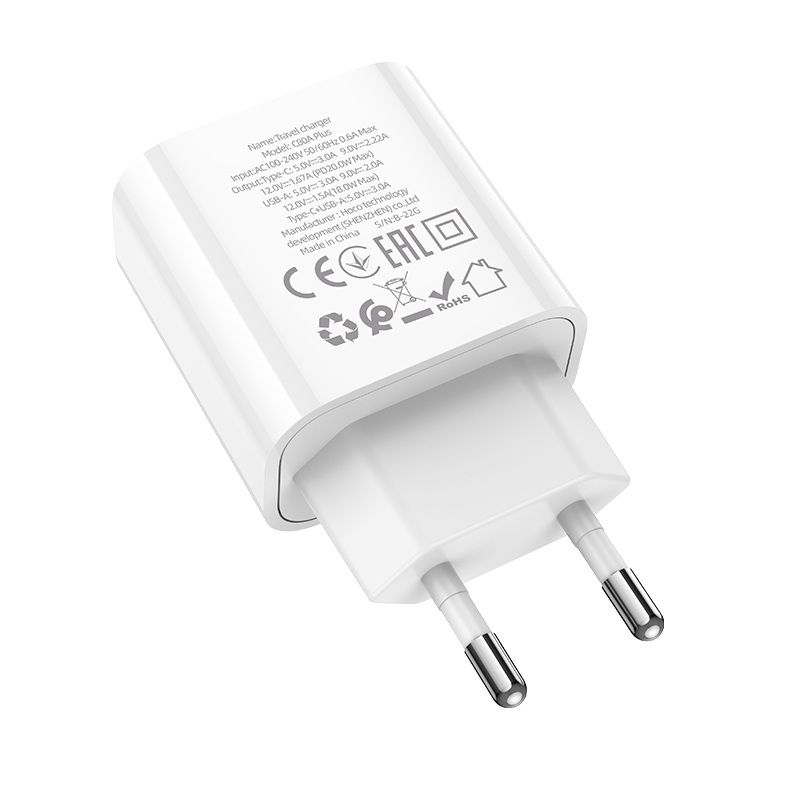 Củ sạc nhanh PD20W Hoco C80A Plus cổng Type-C / USB hỗ trợ QC3.0 chân tròn