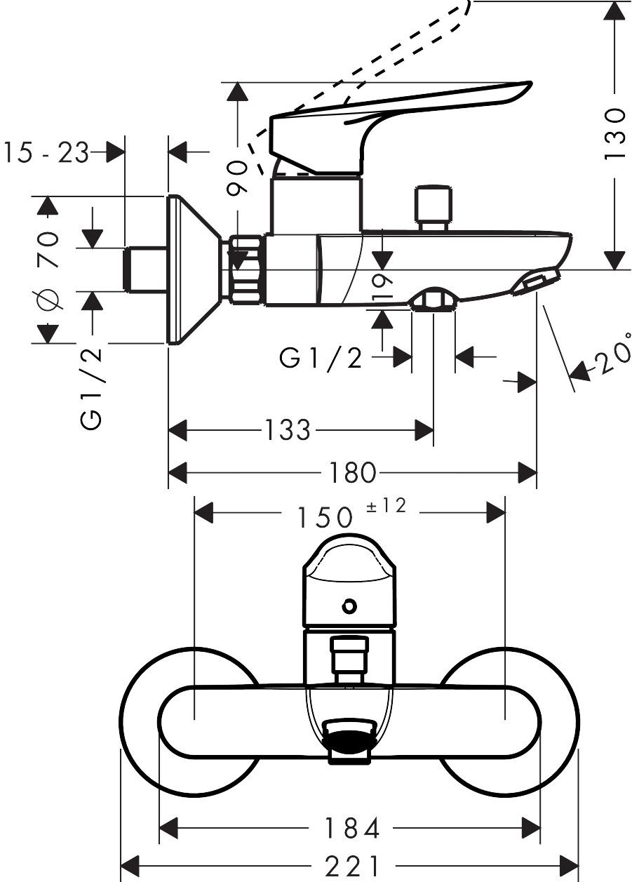 Vòi tắm nóng lạnh Hansgrohe Logis E (71403000)
