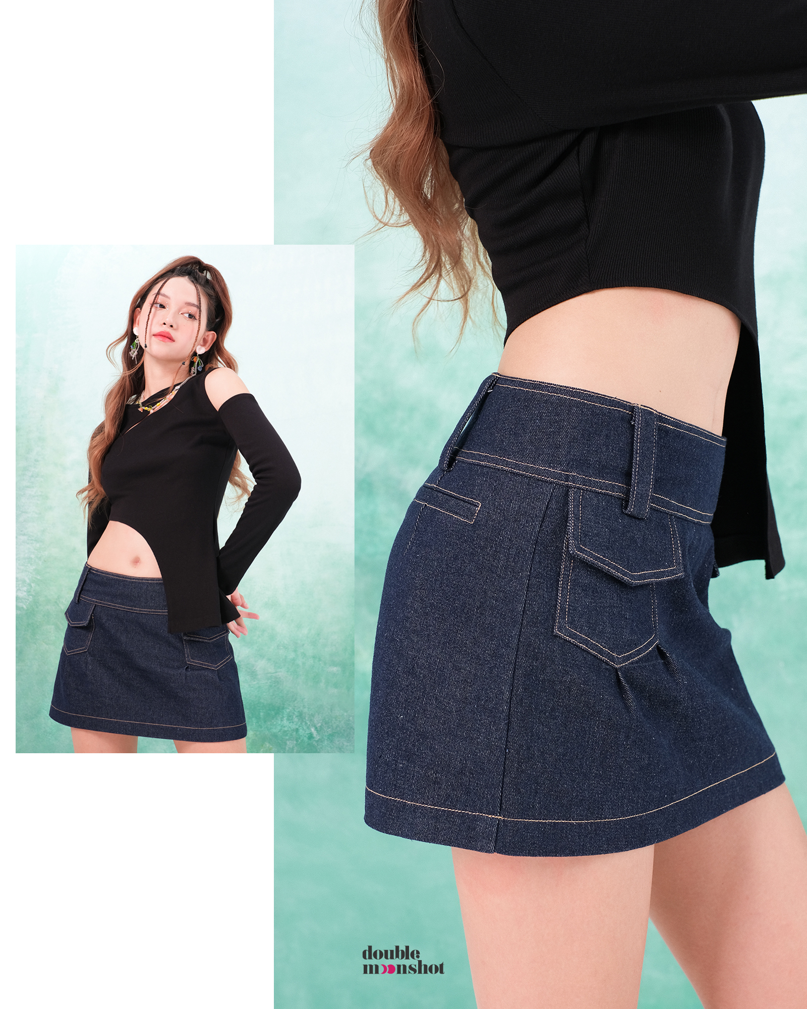 Double Moonshot - Chân váy jeans ngắn hạ eo