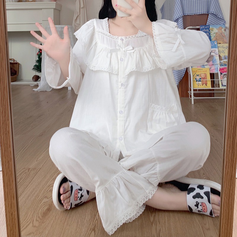 Set bộ cổ vuông phối ren tay loe tiểu thư