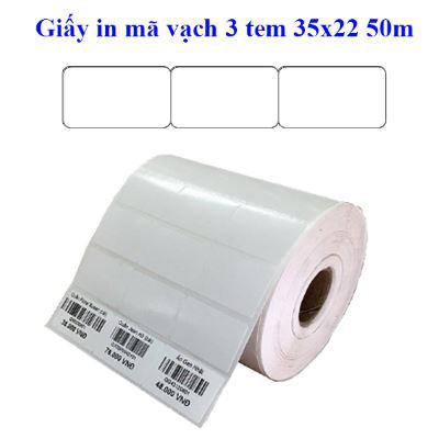 [Block 3 cuộn] Giấy in mã vạch 3 tem 35x22 (50m)