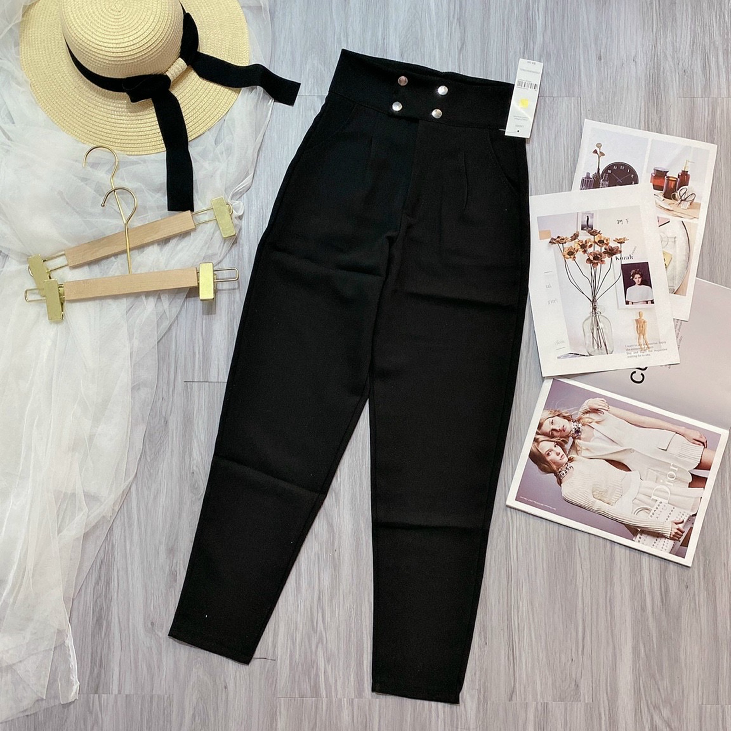 Quần tây nữ 4 nút # Quần tây nữ lưng cao (Size S M L)