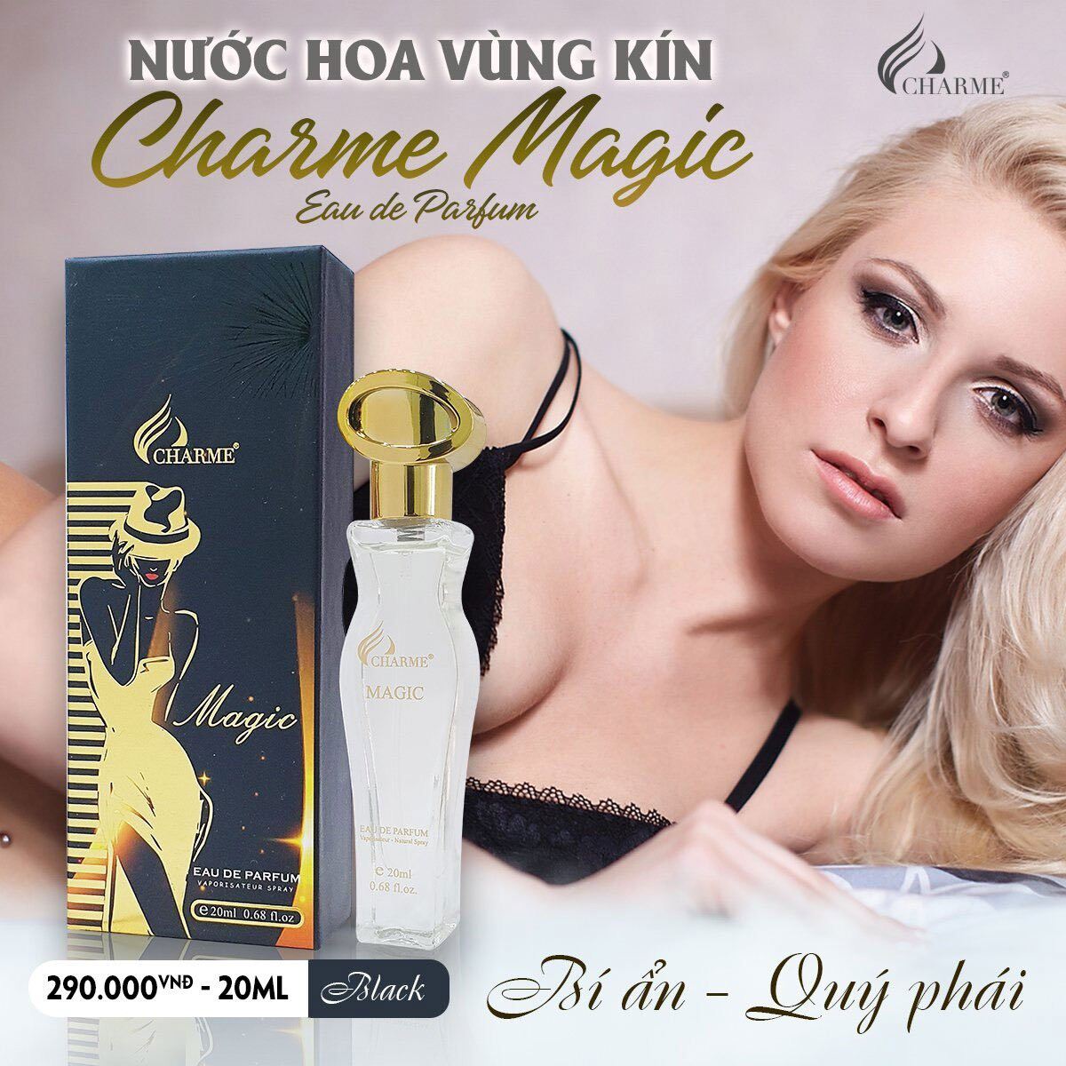 ( màu đen ) Nước hoa vùng kín char.me Magic 20ml mới