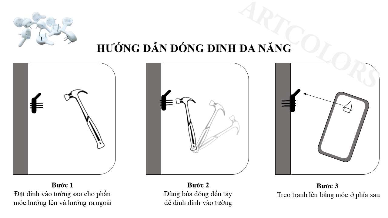 Đinh 3 chân treo tường đa năng - combo 3 cái
