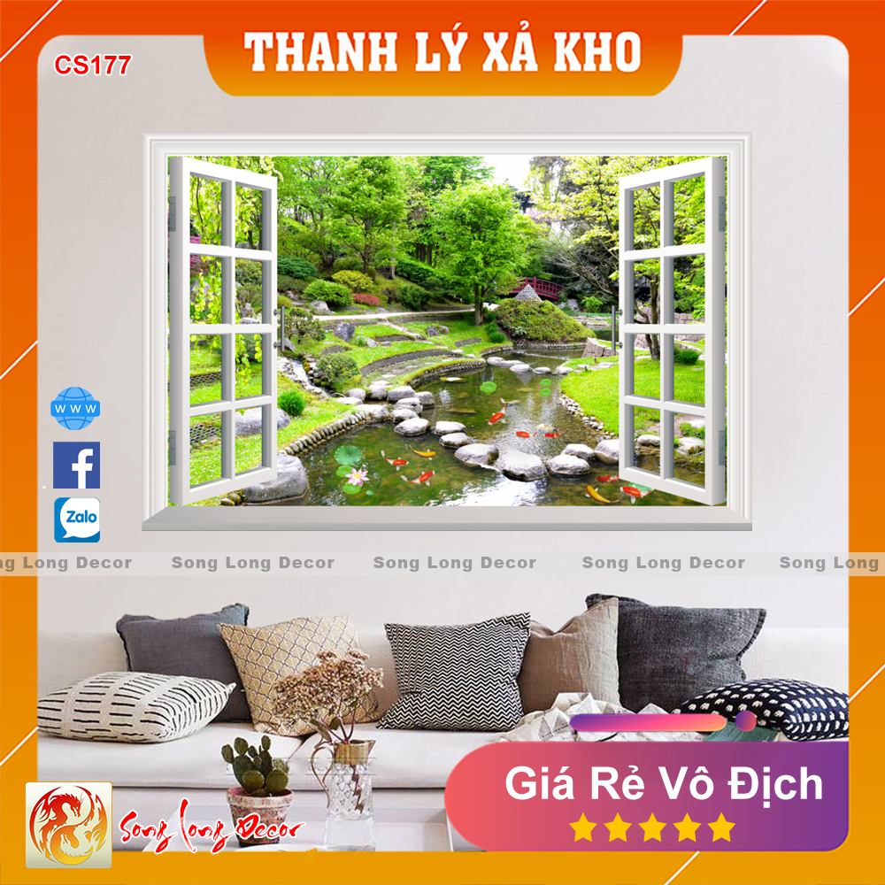 Tranh dán tường 3d Cửa Sổ - CS177 - Tranh 3D Cảnh đẹp thiên nhiên - Giấy dán tường 3d - Song Long Decor
