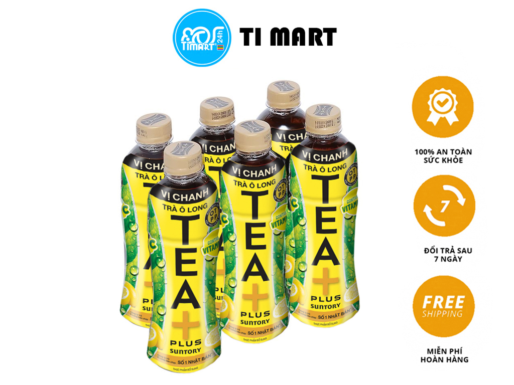 [TI MART] Lốc 6 chai trà ô long Tea Plus vị chanh 455ml