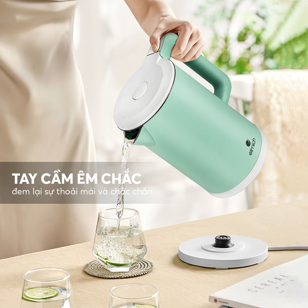 Ấm đun nước siêu tốc Elmich 1,7L KEE 1774 (Mầu Xanh Nhạt, Xanh Đậm, Hồng, Công suất 2.200W, Bảo hành 24 tháng)