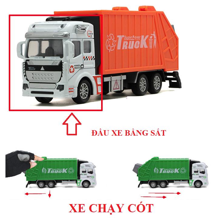 Xe ô tô chở rác mini đồ chơi trẻ em mô hình tỉ lệ 1:48 /1:38 bằng hợp kim và nhựa