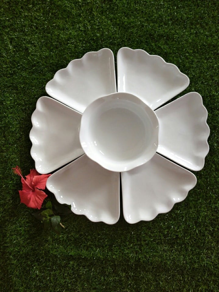 Bộ đĩa hoa mặt trời Bát Tràng (đường kính 55cm size lớn - 45cm size bé)