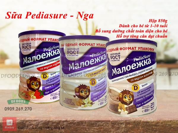 [HCM] Date 2025 Sữa Bột Pediasure Nga Vị Dâu, Vani, Socola