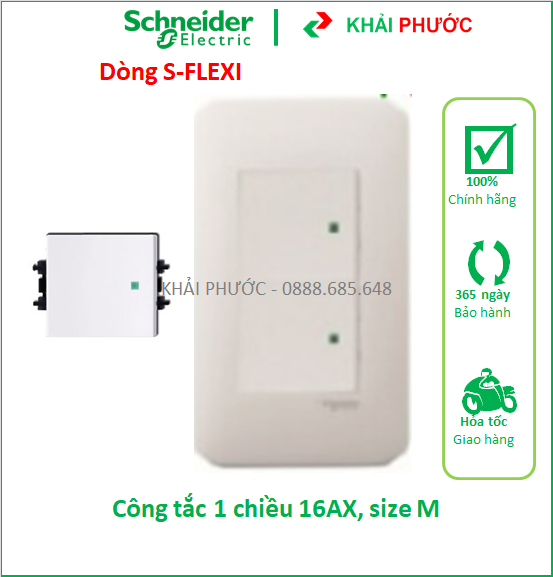 Công tắc đèn 1 chiều 16a size m f50m2_we s-flexi schneider - khải phước electric