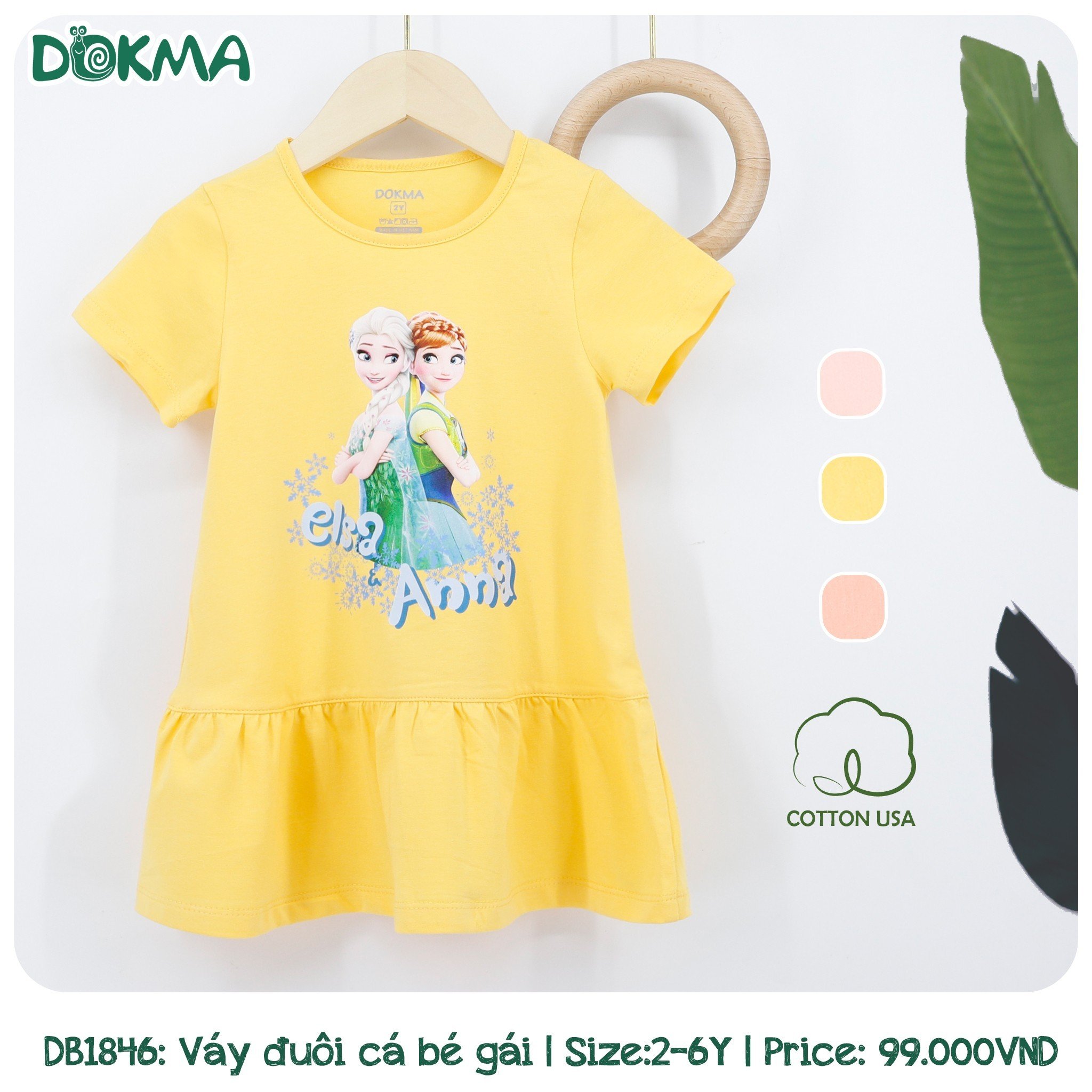 Váy cộc tay bé gái Dokma DB1846 (2-6 tuổi, 11-22kg)
