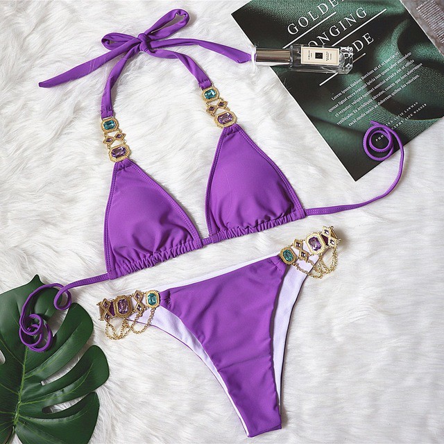 Bikini tam giác đính đá siêu xinh (5 màu)