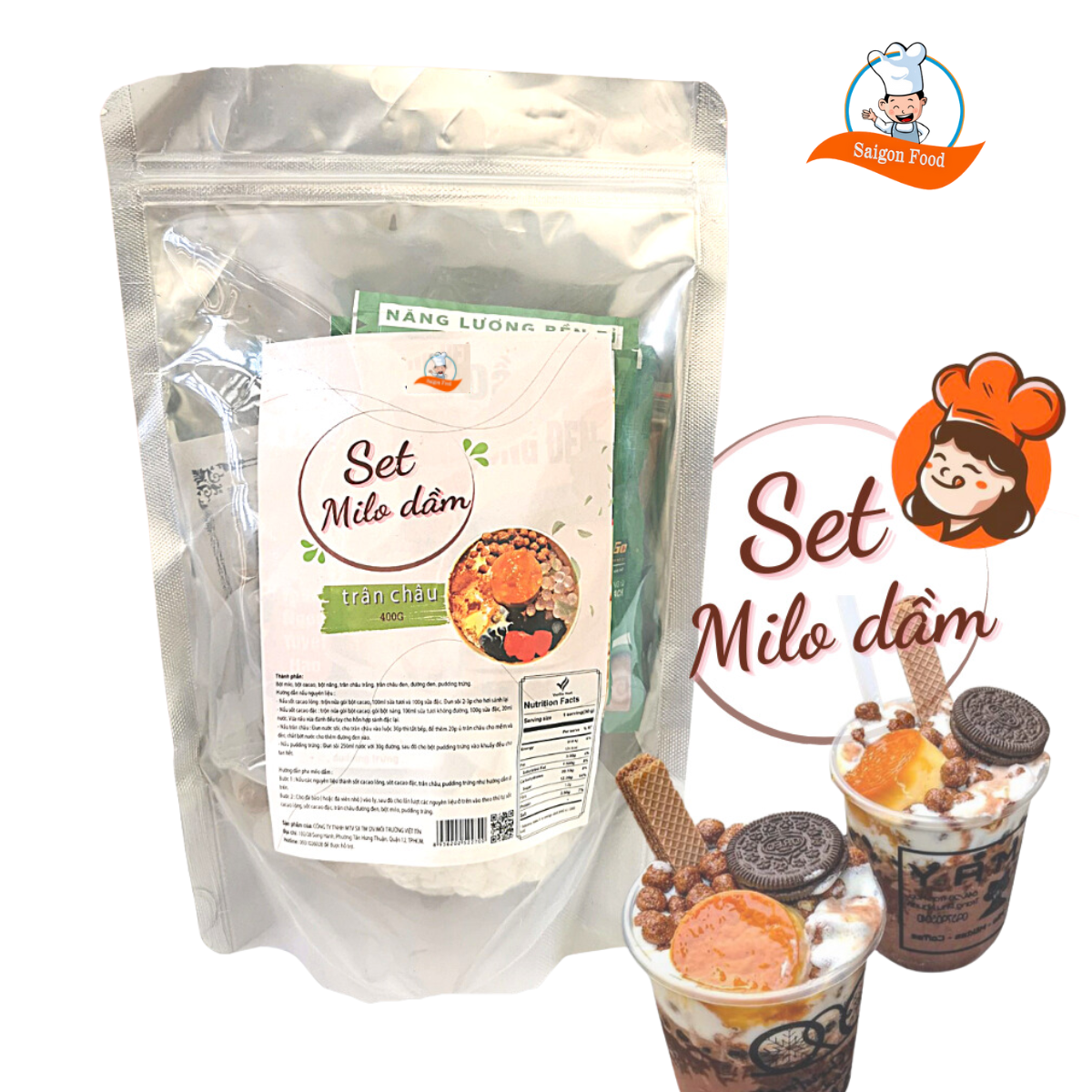 [HCM]SET milo dầm trân châu đường đen ca cao siêu ngon làm tại nhà