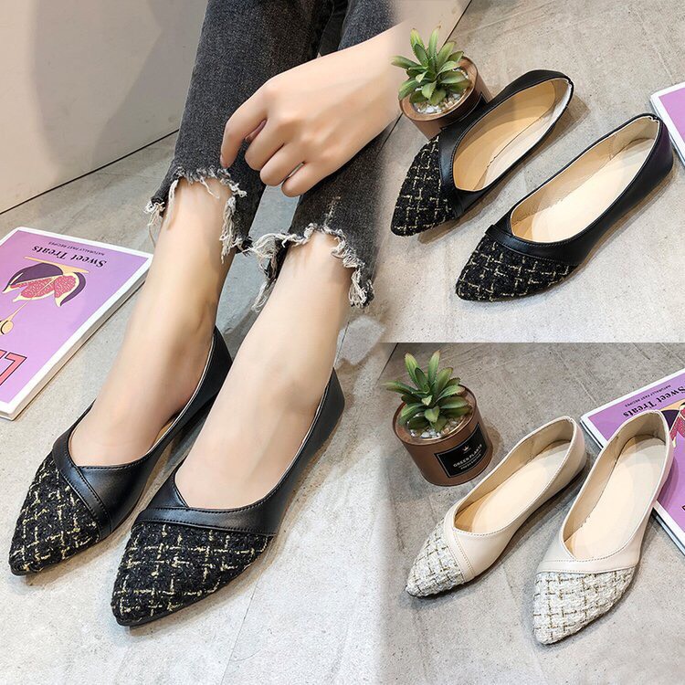 [Hoàn tiền 15%]Giày bệt búp bê nữ tiểu thư phối dạ xinh xắn Hàng Quảng Châu cao cấp CC10