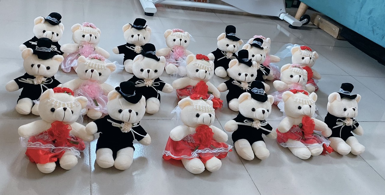 GẤU BÔNG CẶP ĐÔI CÔ DÂU CHÚ RỂ 25 CM