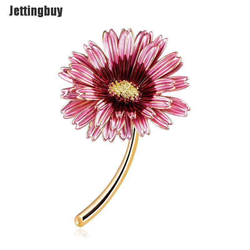 Jettingbuy Enamel Daisy Flower Brooch Pin Collar Decor Badge Corsage Party Banquet Jewelry Pink