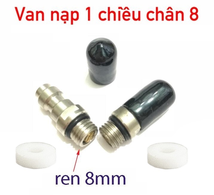 Van nạp một chiều chân 8 + 1 gioăng trắng cứng dùng cho bơm cao áp (1 cái) - van 1 chiều chân 8 giống như hình pkb