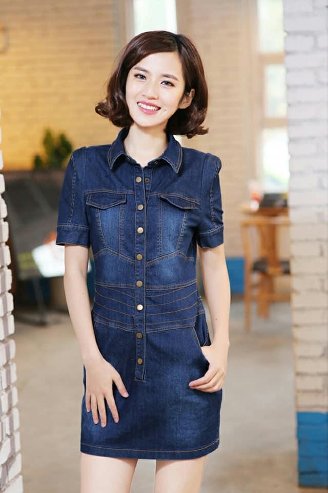 đầm jean phối nút cao cấp