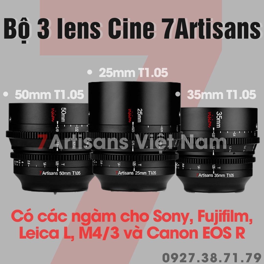 Bộ 3 lens Vision Cine Lenses 7Artisans 25mm T1.05, 35mm T1.05