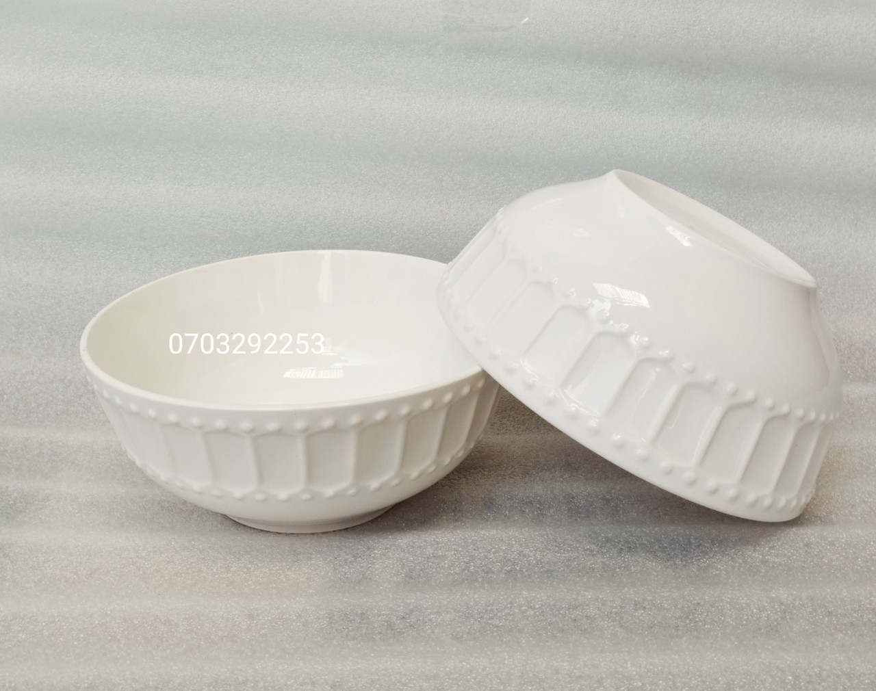 (HCM - xả kho) Combo 5 tô sứ trắng ngấn 18 x 7.5cm