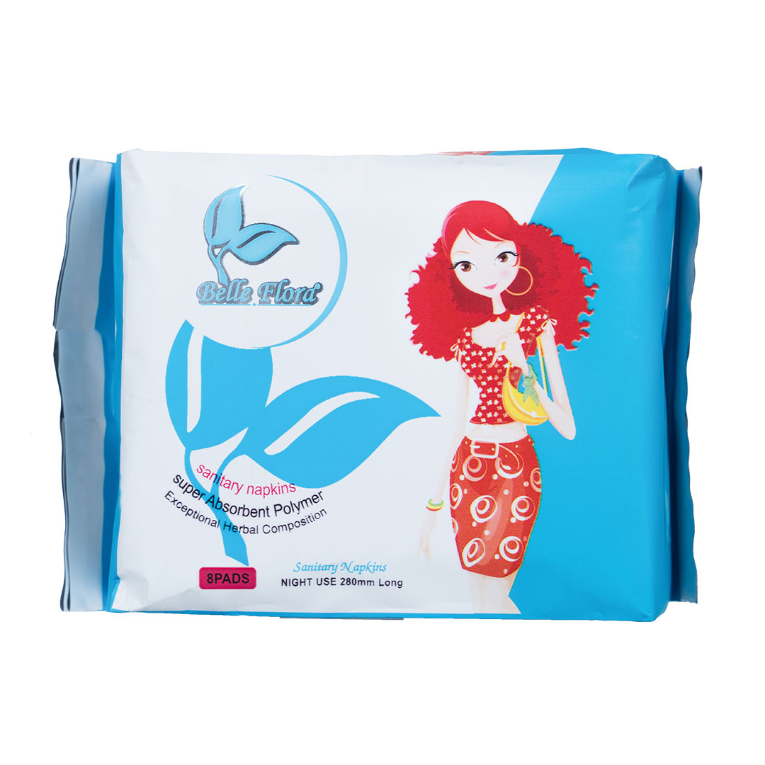 Băng Vệ Sinh Belle Flora Lưới Lụa Ban Đêm 280mm 8 miếngCánh