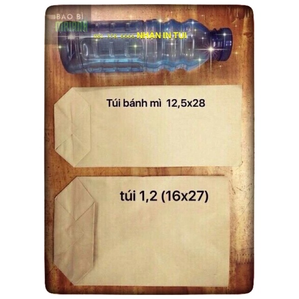 100 túi giấy xi măng 16*27 - túi kraft t1.2