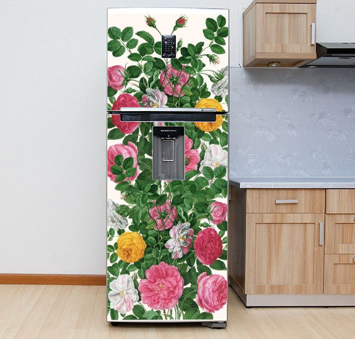 [HCM]Decal dán trang trí tủ lạnh - Mẫu Hoa Hồng H7 - Chất liệu cao cấp