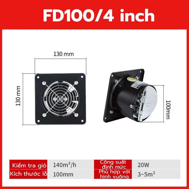 Quạt hút mùi, thông gió đường kính 100mm-200mm - quạt hút gió - hút mùi nhà bếp