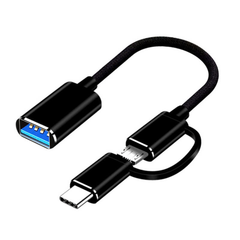 Cáp chuyển  2 trong 1 Micro USB/Type-C sang USB 3.0 cho điện thoại/máy tính bảng màu ngẫu nhiên