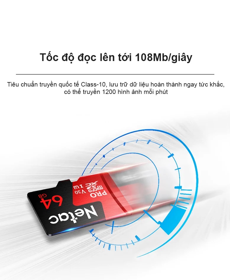 Thẻ nhớ MicroSD 64Gb Netac U3 Pro 108Mb/s