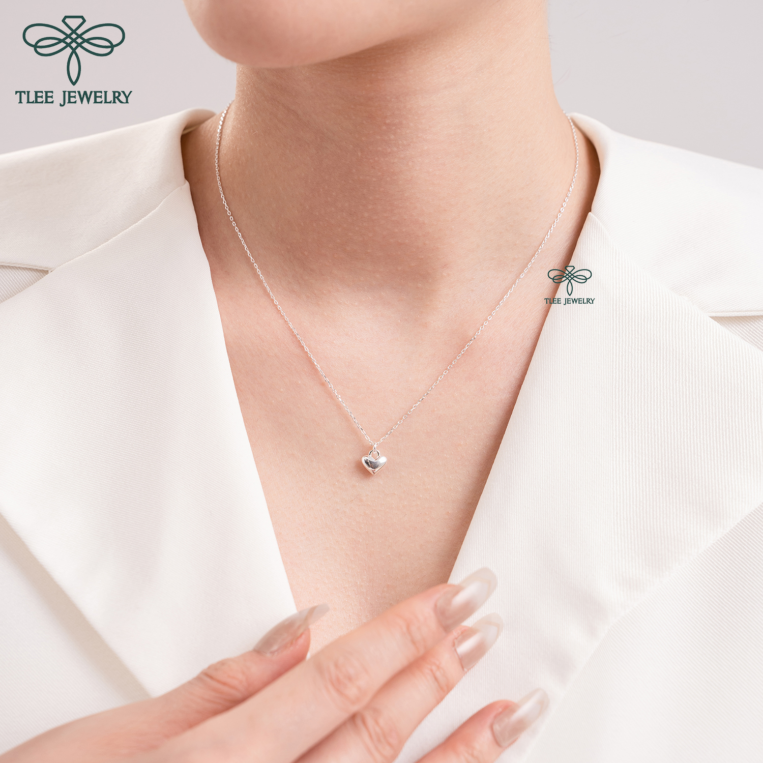 Dây chuyền bạc nữ trái tim phồng basic TleeJewelry D0155