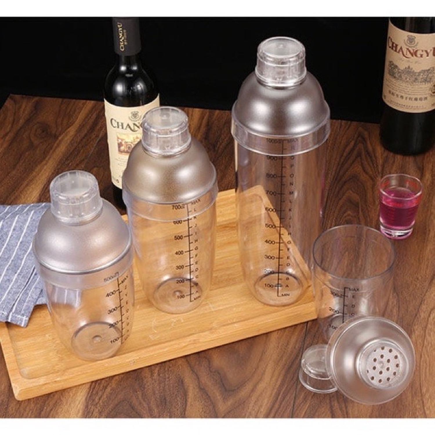 Bình Lắc Shaker Nhựa Chia Vạch Pha Chế ( 350ml, 500ml, 700ml)