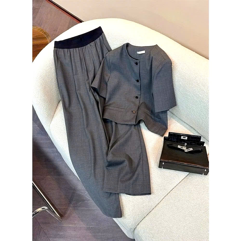 Áo khoác vest blazer suông lịch sự có đệm cầu vai đứng form túi thật tiện lợi size S M L