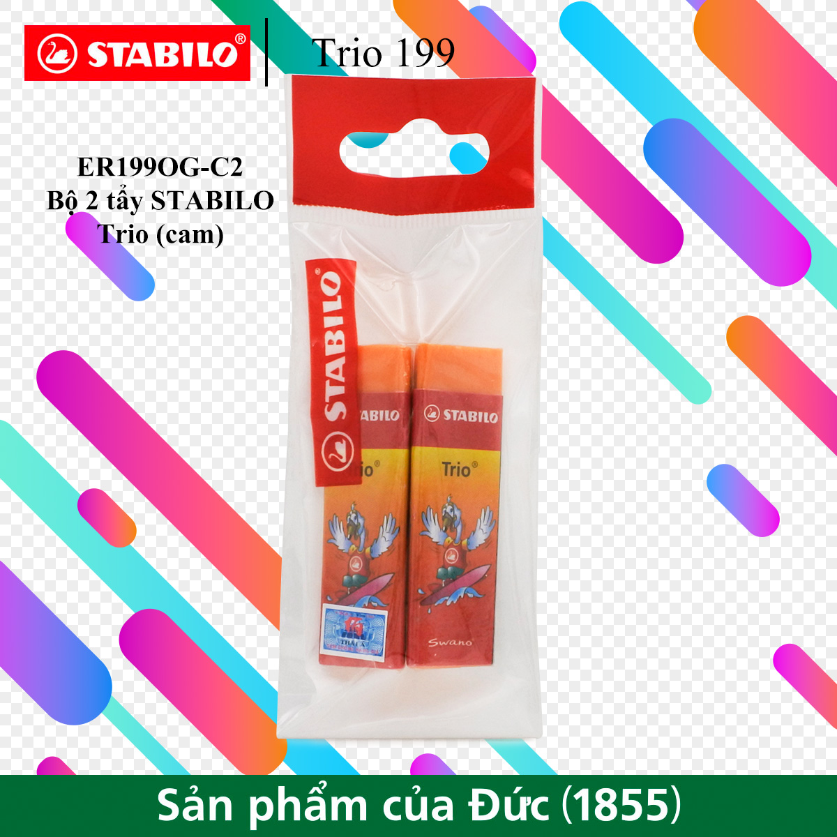 Bộ 2 tẩy STABILO Trio (nhiều màu) ER199-C2