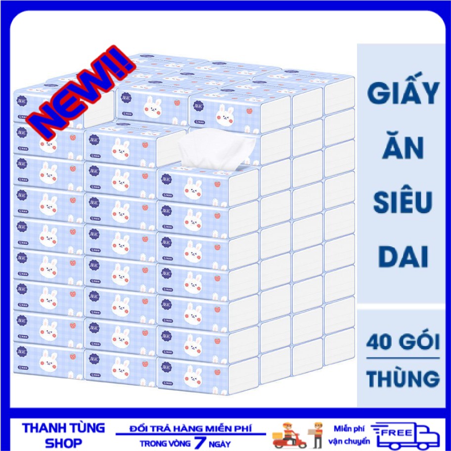 [ SALE UP TO 50% ] Thùng 40 Gói Giấy Ăn Thỏ Trắng Siêu Dai, Siêu Mịn (Hàng Nội Địa Trung Quốc)- Thùng 40 Gói Giấy ăn Thỏ Trắng Cao Cấp Siêu Thấm, Dai, Mịn An Toàn Cho Mọi Làn Da